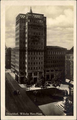 DÜSSELDORF Ansichtskarte ~1930 Straßen-Partie am Wilhelm-Marx-Haus Postkarte
