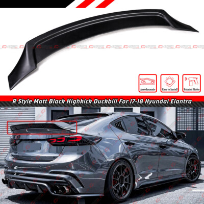 For 17-20 Hyundai Elantra Sedan R Style Matte Black Highkick Trunk Spoiler Wing