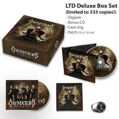 CREMATORY UNBROKEN boxset box set w/ vinyl digipack cd crest ring patch bonus cd