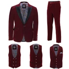 Mens Maroon Velvet Tux Dinner Jacket Vintage 3 Piece Suit - Item Sold Separately