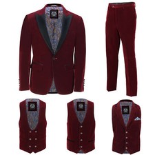 Mens Maroon Velvet Tux Dinner Jacket Vintage 3 Piece Suit - Item Sold Separately