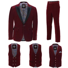 Mens Maroon Velvet Tux Dinner Jacket Vintage 3 Piece Suit - Item Sold Separately