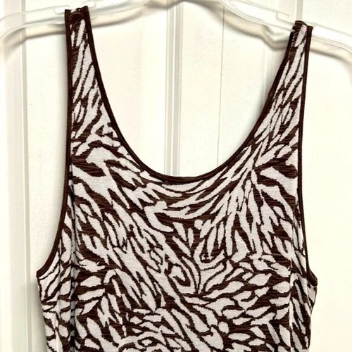 ZoZo Brown Gray Print Long Sides Rayon Knit Cami Tank Top Size XL - Picture 6 of 6