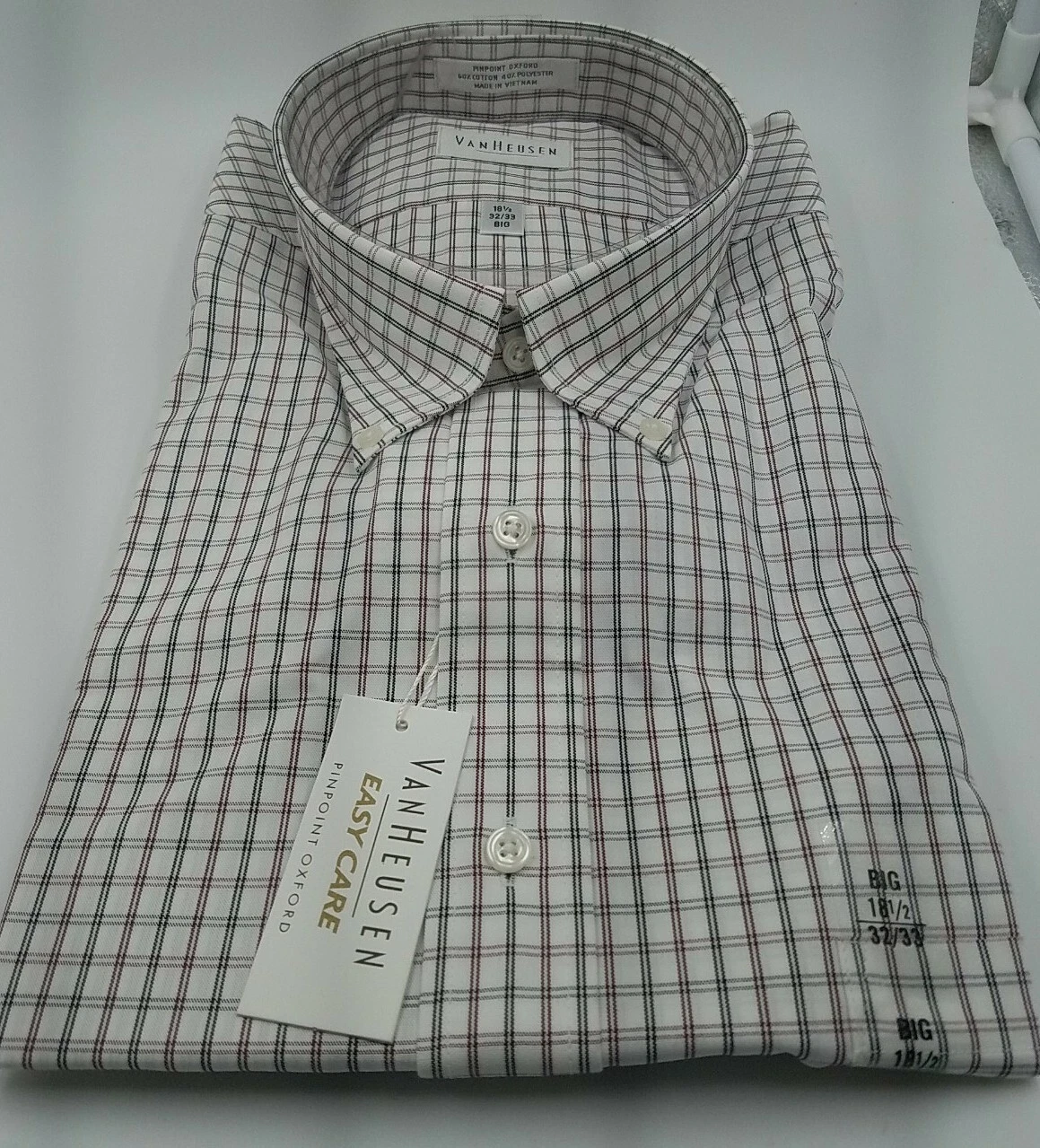 VANS Van Heu Easy Care Pinpoint Oxford camicia elegante uomo 18 5 32 3 GRANDE a quadri