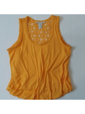 AMERICAN RAG Womens Gold Sleeveless Jewel Neck Tank Top S