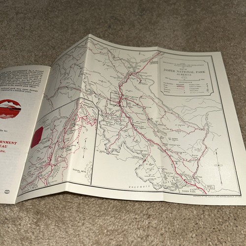 2 folletos/mapa vintage del Parque Nacional Jasper Canadá 1948 y 1953 - Imagen 14 de 21