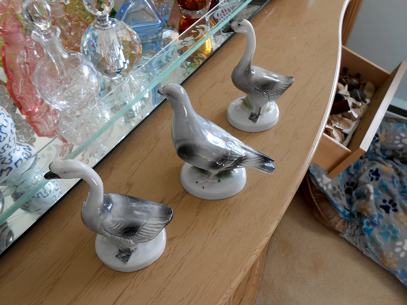 set of 3 Vintage porcelain Goose/Pigeon Figurines Germany