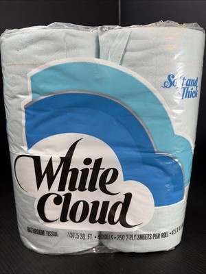 Vintage White Cloud Toilet Paper Package 4 Rolls 1989 Blue Prop READ