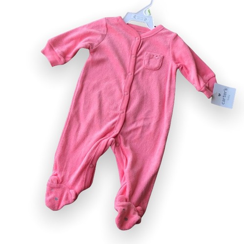 Carter's Mädchen Schlafanzug Größe 3 Monate Frottee Druckknopf Sleep n Play Koralle Pfirsich NEU - Bild 1 von 5