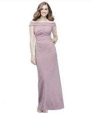 DB Studio Womens Dusty Mauve Side Pleat Sleeveless Boatneck Maxi Gown Size 4