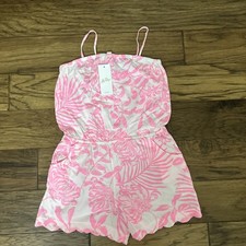 Lilly Pulitzer Girls Jace Romper in Rousseau Pink Glisten In The Sun XL 12-14