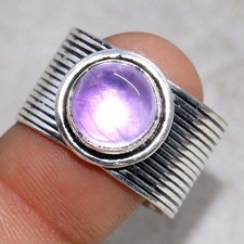 925 Silver Plated Trending Natural Amethyst Ring US 10 JW
