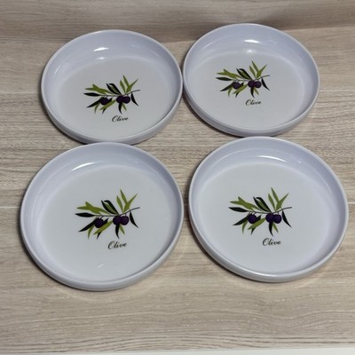 XCell Olive Oil Bread Dipping Dishes Set 4 Melamine Olive Branch Appetizer Bowls