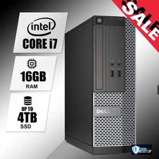 DELL Desktop Computer PC i7, Up to 16GB RAM 4TB SSD, Windows 11 Pro,WiFi, DVD-RW