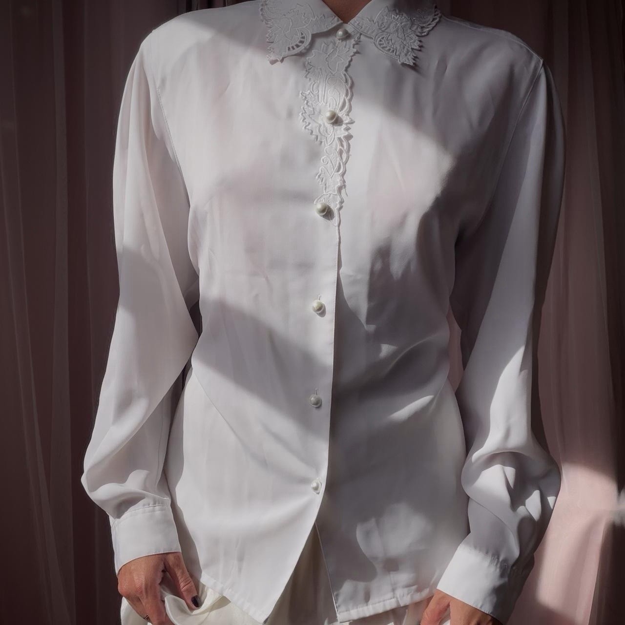 1970s White Poet Blouse