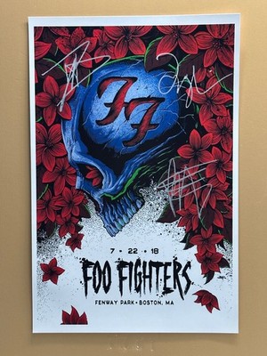 SIGNED FOO FIGHTERS Fenway 11x17 Band Poster COA by 3 band members - Ships FREE