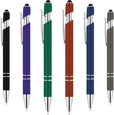 6 PCS Ballpoint Pens, 2 in 1 Stylish Ballpoint Pen with Stylus Tip, Premium