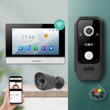 HOMSECUR 7" Waterproof 4 Wire WIFI HD Video Door Phone Call Intercom Card Entry
