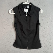 H&M Divided Black Zip-Up Sleeveless Vest Top Womens Size XS Polyester & Viscose