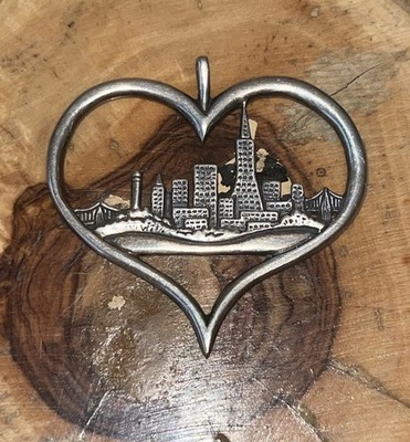 Sterling Silber San Francisco Herz Anhänger signiert DeMatteo Sterling HH