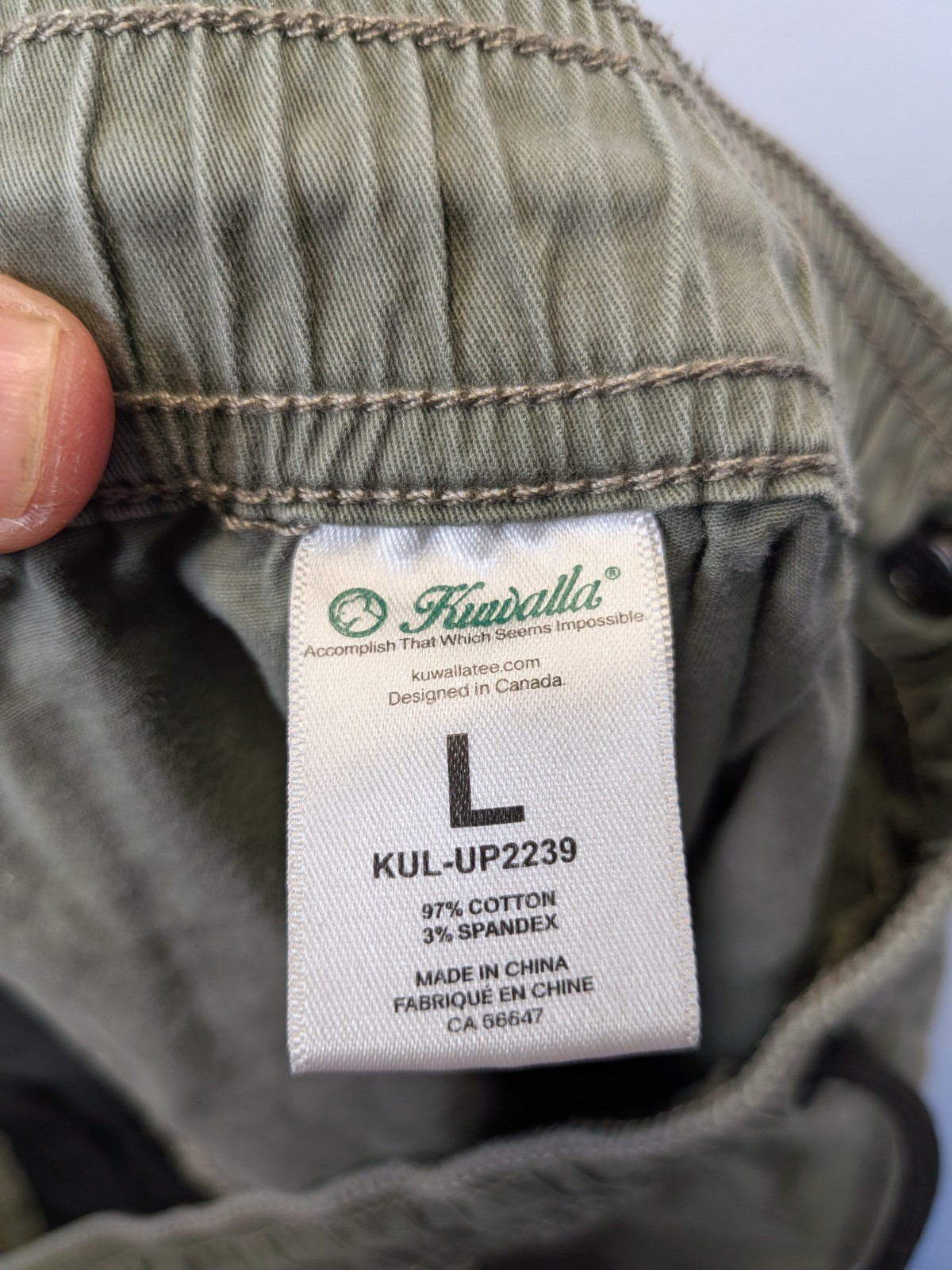 Kuwalla Large Green Pull String Cargo Pants 6826 - image 6