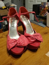 Story Platform Red Polka Dot Heels Size  7 1/2