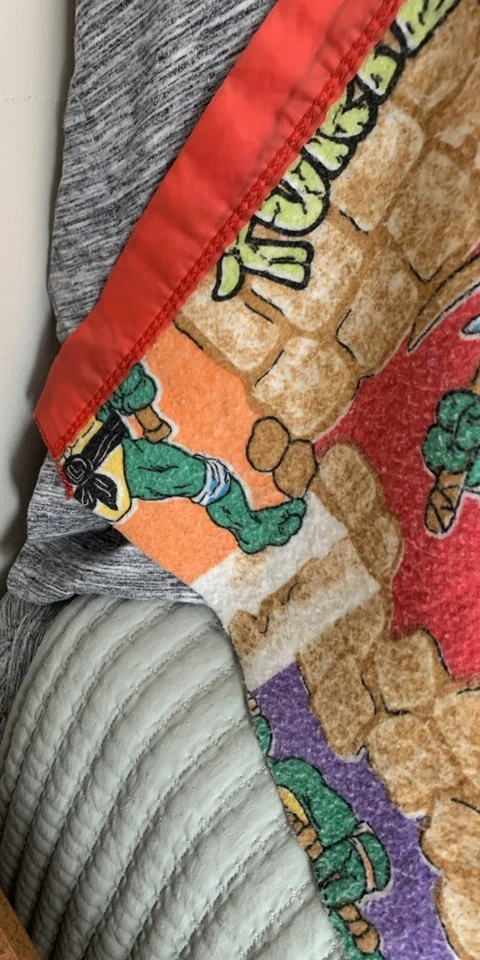 Винтажное флисовое одеяло Teenage Mutant Ninja Turtles TMNT 1988 Mirage 86x75 редкое - Изображение 4 из 4