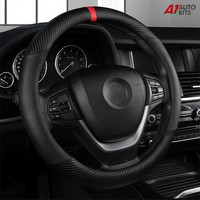 Black Pu Leather 15'' Car Steering Wheel Cover Breathable Anti slip Auto Protect