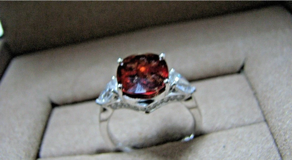 GIA Cert, натуральный неотапливаемый сапфир ~ 5,20 карат общий набор в платине размер 6,5 кольцо  - Изображение 4 из 4