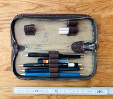 3 Fallbleistifte,1 Feinminenstift, Minen 0,5 mm, Radierer, Mappe; Retro Vintage
