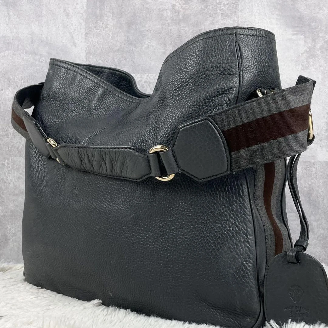 Sac fourre tout Gucci en cuir bleu marine ligne Sherry une épaule sac à main créateur sac à main