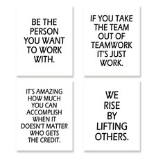 Office Wall Decor Art Set of 4 - Inspirational Quote Artwork Poster Prints Te...