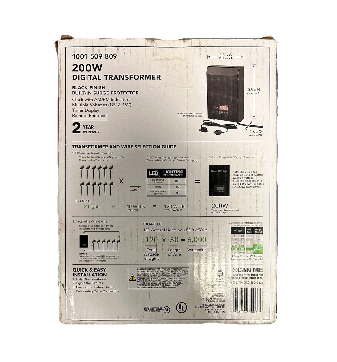 Hampton Bay SL-200-12A 200 Watt Low Voltage Lighting Landscape