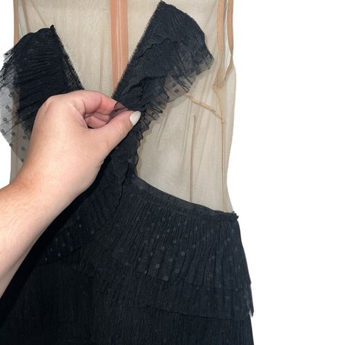 NUEVO NUEVO CON ETIQUETAS Michael Costello X Revolve Maddie Mini Vestido Espalda Transparente en Negro TALLA M - Imagen 4 de 10