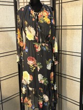 Gibson Latimer Long Sleeve Slit Sleeve Floral Boho Maxi Dress Wrap Sz S Lined