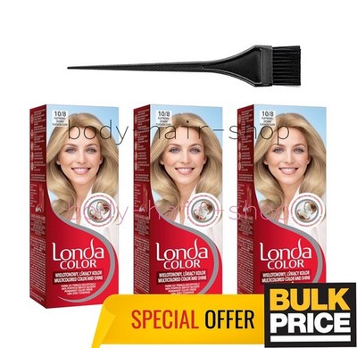 Londa 10/8 Platinum Silver Blond Hair Color Cream 100% Grey Coverage Bulk 3-Pcs