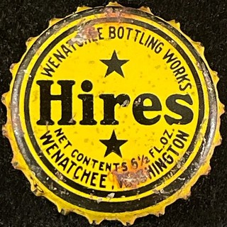 HIRES ROOT BEER CORK SODA BOTTLE CAP WENATCHEE BOTTLING WORKS WASHINGTON CROWN