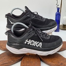Hoka One One Bondi 7 Running Shoes Women 9D Wide Black White 1110531