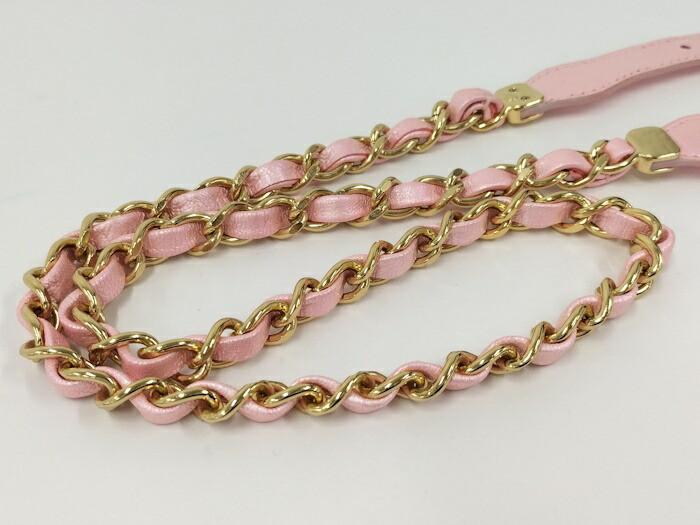 CHANEL ベルト チェーン レザー ピンク A24C AUTH CHANEL BELT CHAIN LEATHER PINK A24C COCO MARK CHANEL CHAIN