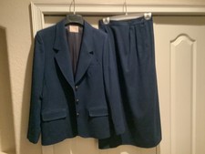 Vintage 80's Pendleton Wool Blue Blazer Skirt Set Sz 8 jacket, sz 10 skirt, Tall