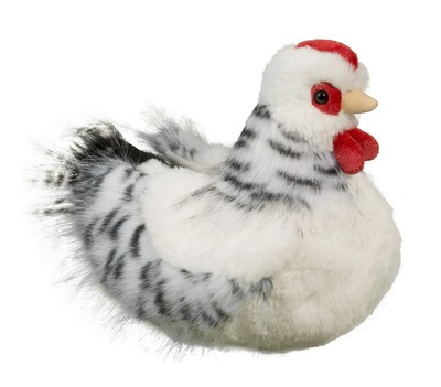 Salty Black White Plush Hen Realistic Cuddly Toy 9 Inch Soft Animal