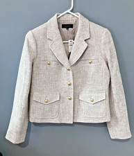 Talbots Women  s Blazer NEW Tweed Lady Jacket Gold Tone Buttons Classic Sz 6