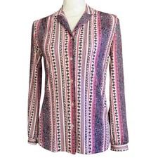 True Vintage Montgomery Ward button collared blouse women's long sleeve M medium
