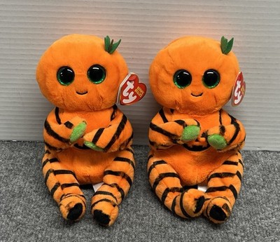 Ty Beanie Baby Bellies Trickster Pumpkin 6'' Plush Lot of 2 Stuffed Animal