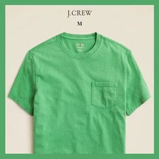 NWT J. CREW Men's Vintage-Wash Cotton Pocket T-Shirt, Summer Yard Green Sz M $39