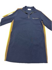 Tory Burch Side Stripe Dress XL Blue Pockets Stretch Long Sleeve