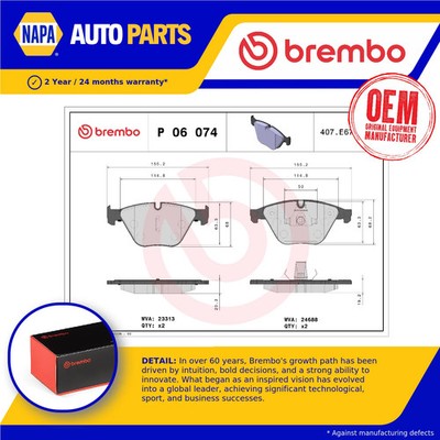 Brake Pads Set fits BMW 5 ActiveHybrid F10 3.0 Front 11 to 16 N55B30A Brembo New