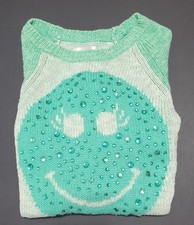 Justice Girl's Sweater Size 12 Green With Rhinestones