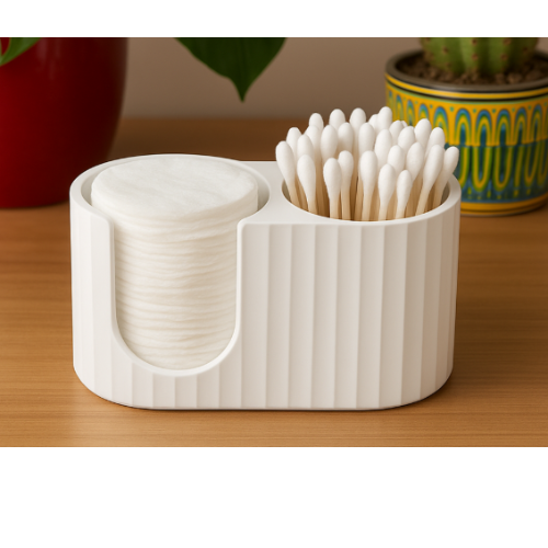 Dual Compartment Cotton Pad & Swab Holder Stylish Bathroom Organizer