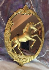 Vintage 1970s Brass Unicorn Mirror Wall Art D...